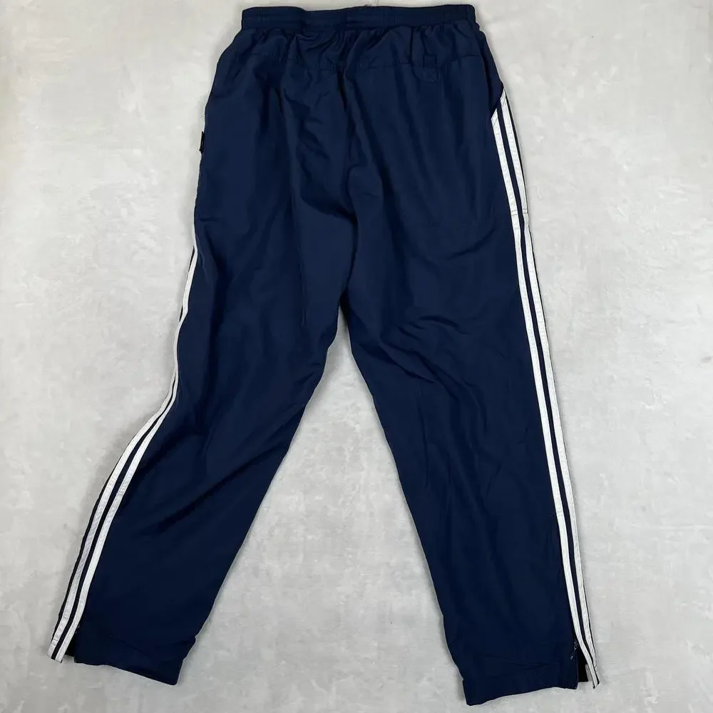 Vintage Adidas Track Pants Mens Large Blue 3 Stripe Climaproof Zip Hem Athletic